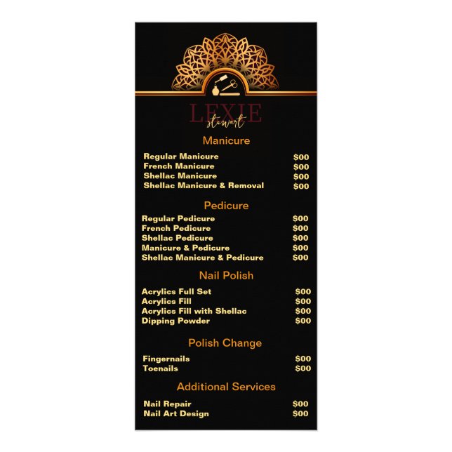 Elegant and Classy Nail Tech  Rack Card (Front)