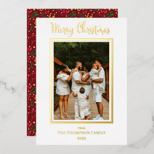 Elegant and Classy Photo Merry Christmas  Foil Holiday Card