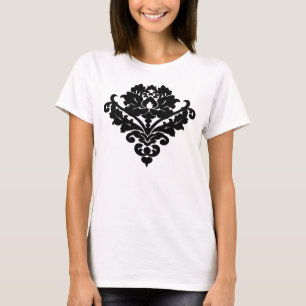 Elegant and classy victorian damask motif in black T-Shirt