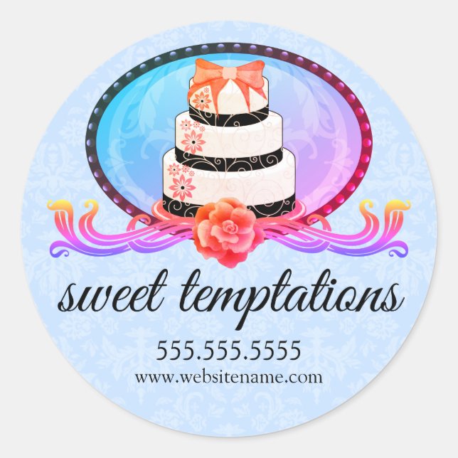 Elegant and Colourful Cake Bakery Box Seals (Front)