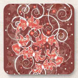 Elegant and Cute Christmas Bows and stars Coaster