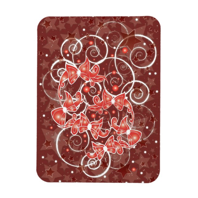 Elegant and Cute Christmas Bows and stars Magnet (Vertical)