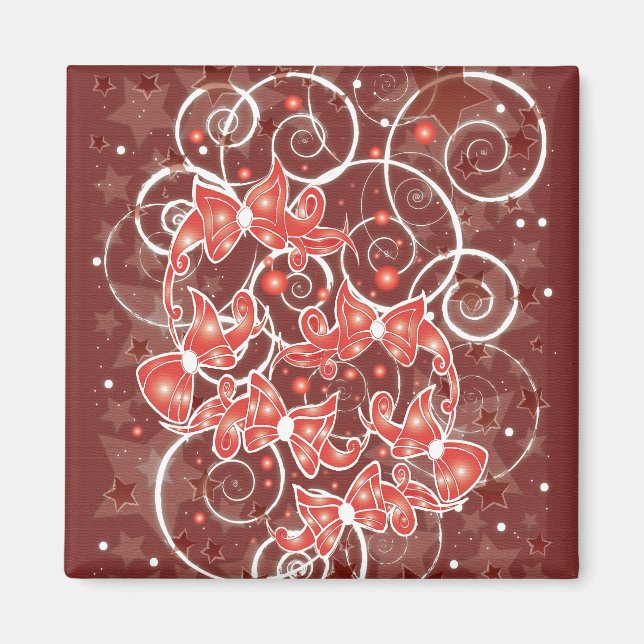 Elegant and Cute Christmas Bows and stars Magnet (Front)