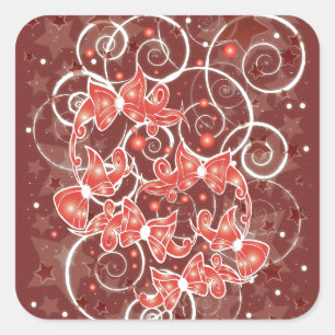 Elegant and Cute Christmas Bows and stars Square Sticker