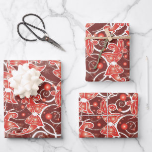 Elegant and Cute Christmas Bows and stars Wrapping Paper Sheet