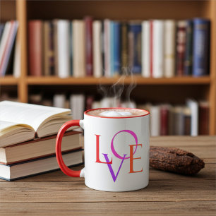 Elegant and Cute Colorful LOVE Typography Art Mug