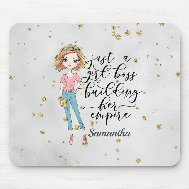 Elegant  and Cute Lady | Girl Boss | Gray Mouse Mat (Front)