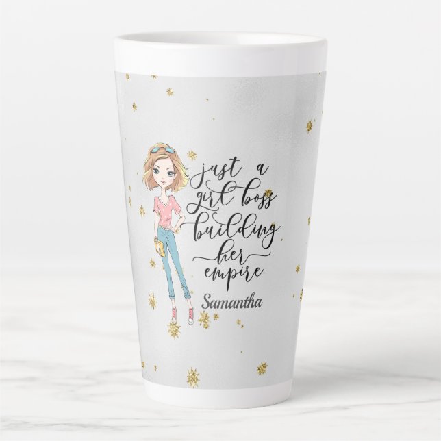 Elegant  and Cute Lady | Girl Boss | Grey Latte Mug (Front)
