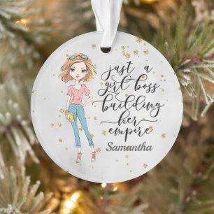 Elegant  and Cute Lady   Girl Boss   Grey Ornament