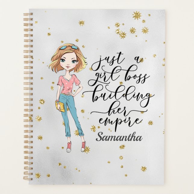 Elegant  and Cute Lady | Girl Boss | Grey Planner (Front)