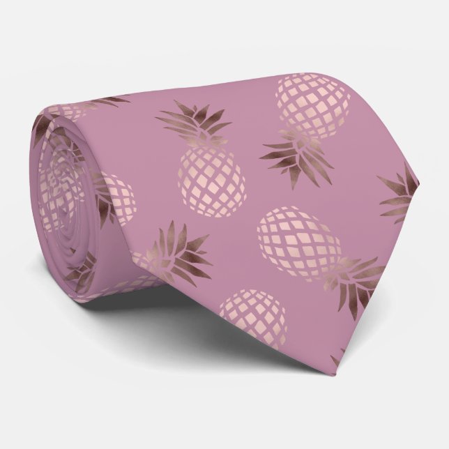 Elegant and cute rose gold pineapple pattern tie (Rolled)