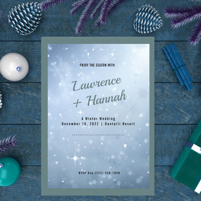 Elegant and Enchanting Ice Blue Winter Wedding Invitation (Creator Uploaded)