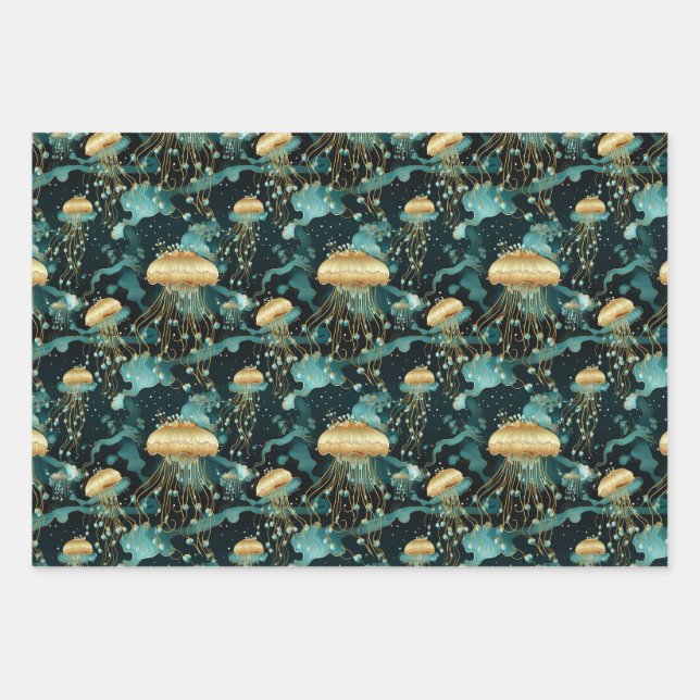 Elegant and Ethereal Jellyfish  Wrapping Paper Sheet (Front)