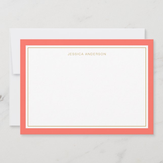 Elegant And Feminine Cora Gold Border Personalised Card (Front)