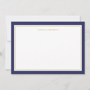 Elegant And Feminine Navy Gold Border Personalised Card