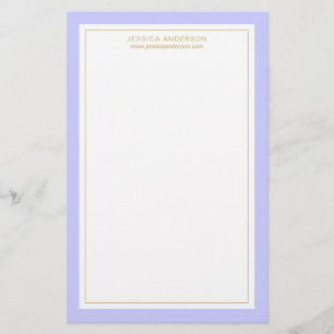 Elegant And Feminine Periwinkle Gold Personalised Stationery
