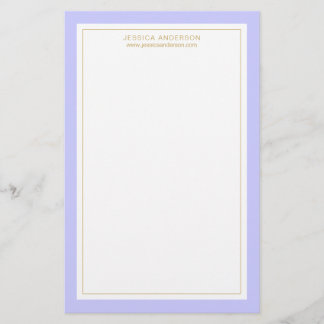Elegant And Feminine Periwinkle Gold Personalised Stationery