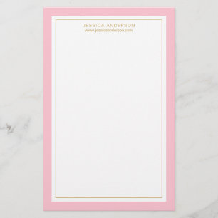 Elegant And Feminine Pink Gold Personalised Stationery