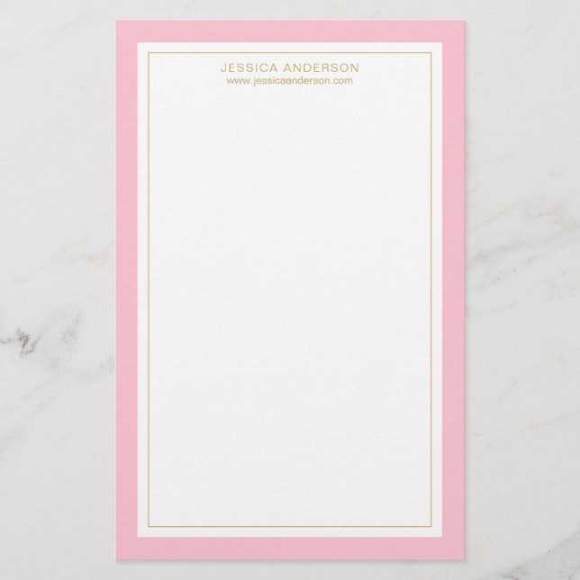 Elegant And Feminine Pink Gold Personalised Stationery (Front)