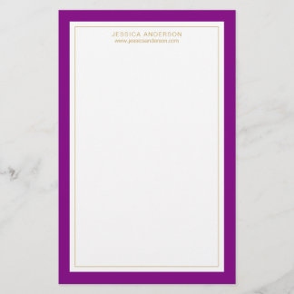 Elegant And Feminine Purple Gold Personalised Stationery