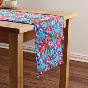Elegant And Feminine Red Flowers Short Table Runner
