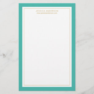 Elegant And Feminine Turquoise Gold Personalised Stationery