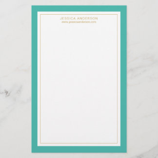 Elegant And Feminine Turquoise Gold Personalised Stationery