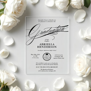 Elegant and Formal Script Graduation Acrylic Invitations