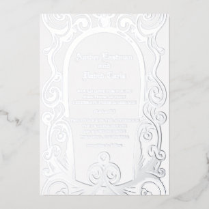 elegant and formal wedding invitation silver