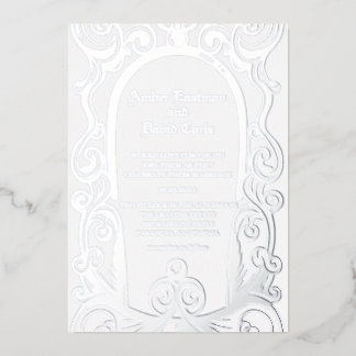 elegant and formal wedding invitation silver