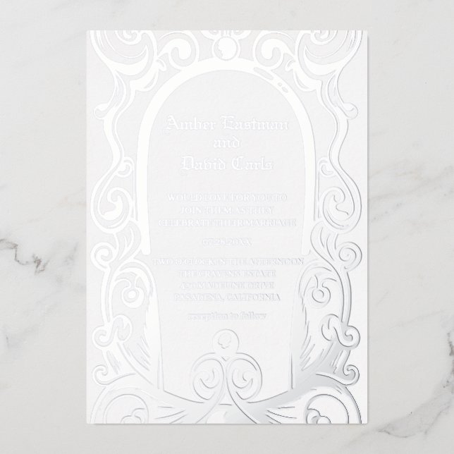 elegant and formal wedding invitation silver (Front)