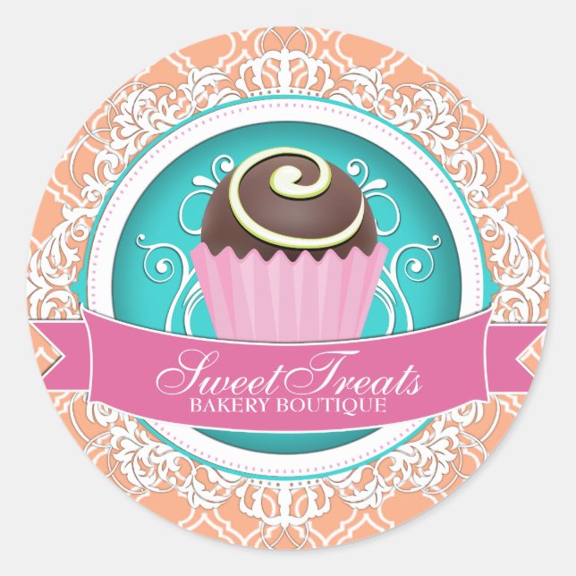 Elegant and Fun Bakery Box Stickers (Front)