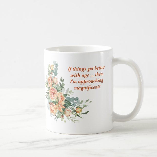Elegant and Fun Floral 50th Birthday Mug (Right)
