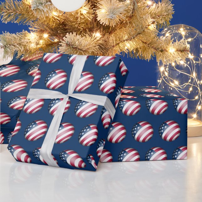 Elegant and Fun Pattern of Patriotic American Flag Wrapping Paper (Holidays)