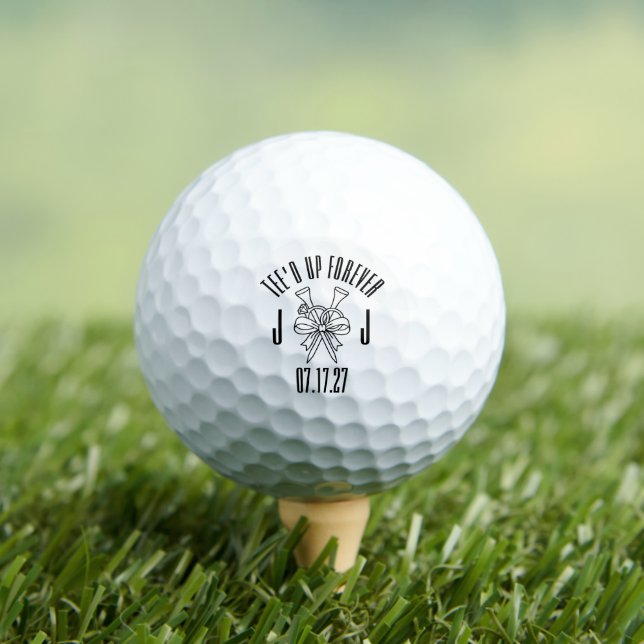 Elegant and Fun Tee'd Up Forever Monogram Wedding Golf Balls (Insitu Tee)