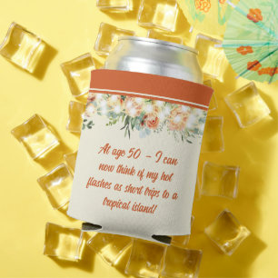 Elegant and Funny Floral 50th Birthday Can Cooler