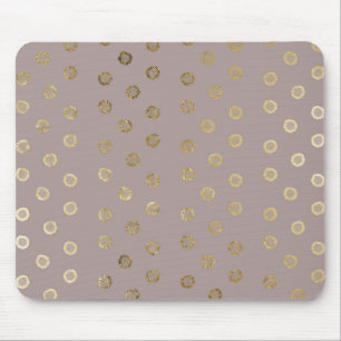 Elegant and Girly Faux Gold Glitter Dots Beige Mouse Mat