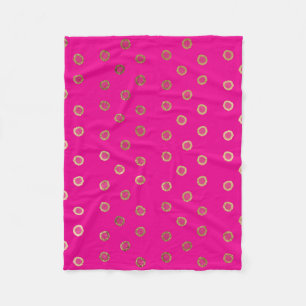 Elegant and Girly Faux Gold Glitter Dots Hot Pink Fleece Blanket