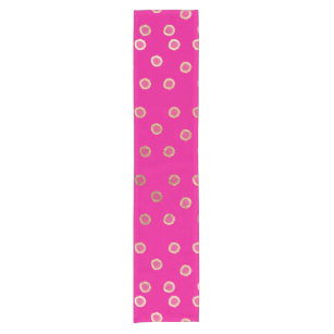 Elegant and Girly Faux Gold Glitter Dots Hot Pink Short Table Runner
