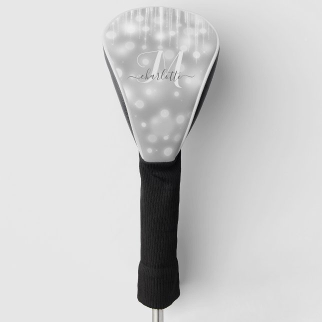 Elegant and Glitzy Gray/Grey Sparkle Golf Head Cover (Front)