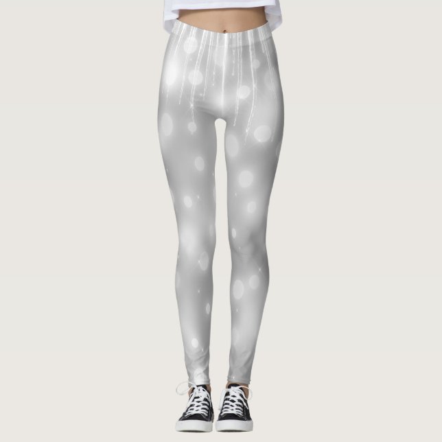 Elegant and Glitzy Grey/Grey Sparkle Leggings (Front)