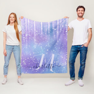 Elegant and Glitzy Purple Fleece Blanket
