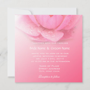 Elegant and lovely pink waterlily in pink wedding invitation