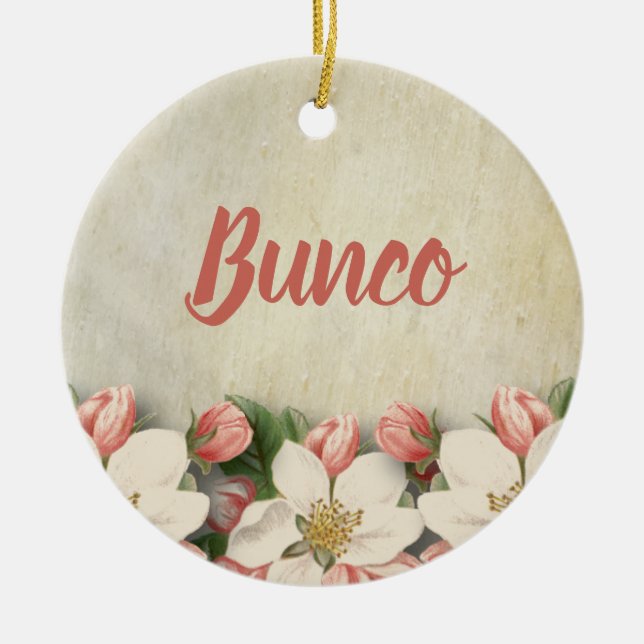 Elegant and Lovely Vintage Bunco Player Ceramic Tree Decoration (Front)