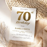 Elegant and luxury classic faux gold 70th birthday invitation<br><div class="desc">Modern 70 years birthday celebration invitation features a design with minimalistic and classic elements. Golden foil effect gives to the design more luxurious style sets the perfect tone for this milestone occasion, which is ideally applicable to invite your guests to the holding event and party. The template allows to edit...</div>