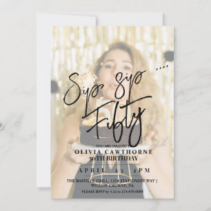 Elegant and minimal 50th Photo Birthday Invitatio Invitation