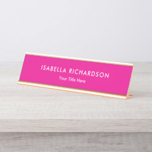 Elegant And Minimalist Magenta Desk Name Plate