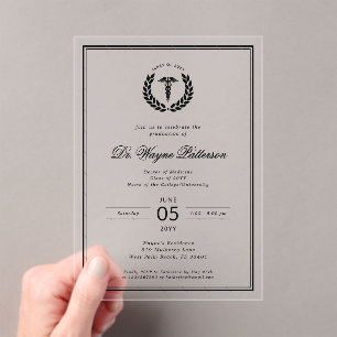 Elegant and Minimalist Medical School Graduation Acrylic Invitations