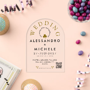 Elegant And Minimalist Simple Wedding With QR Acrylic Invitations