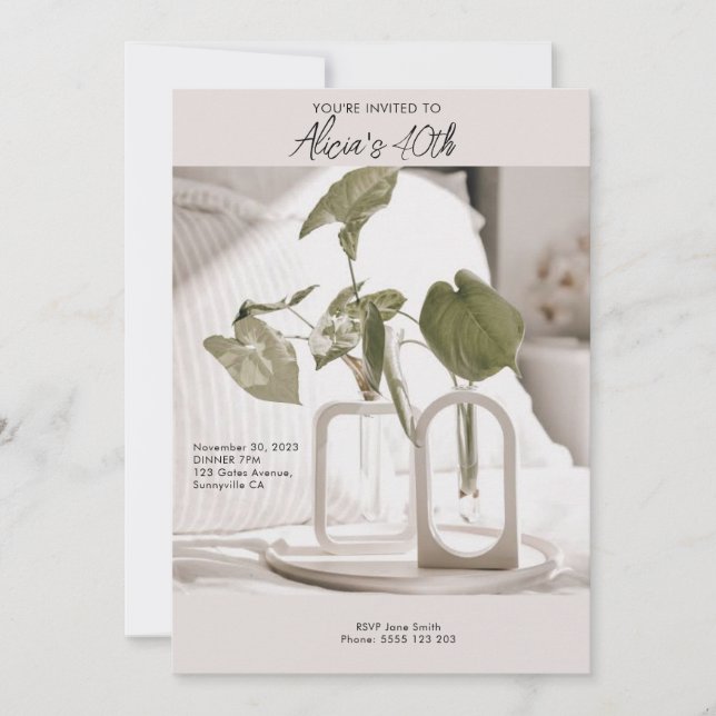 Elegant and Modern 40th Birthday Invitation (Front)